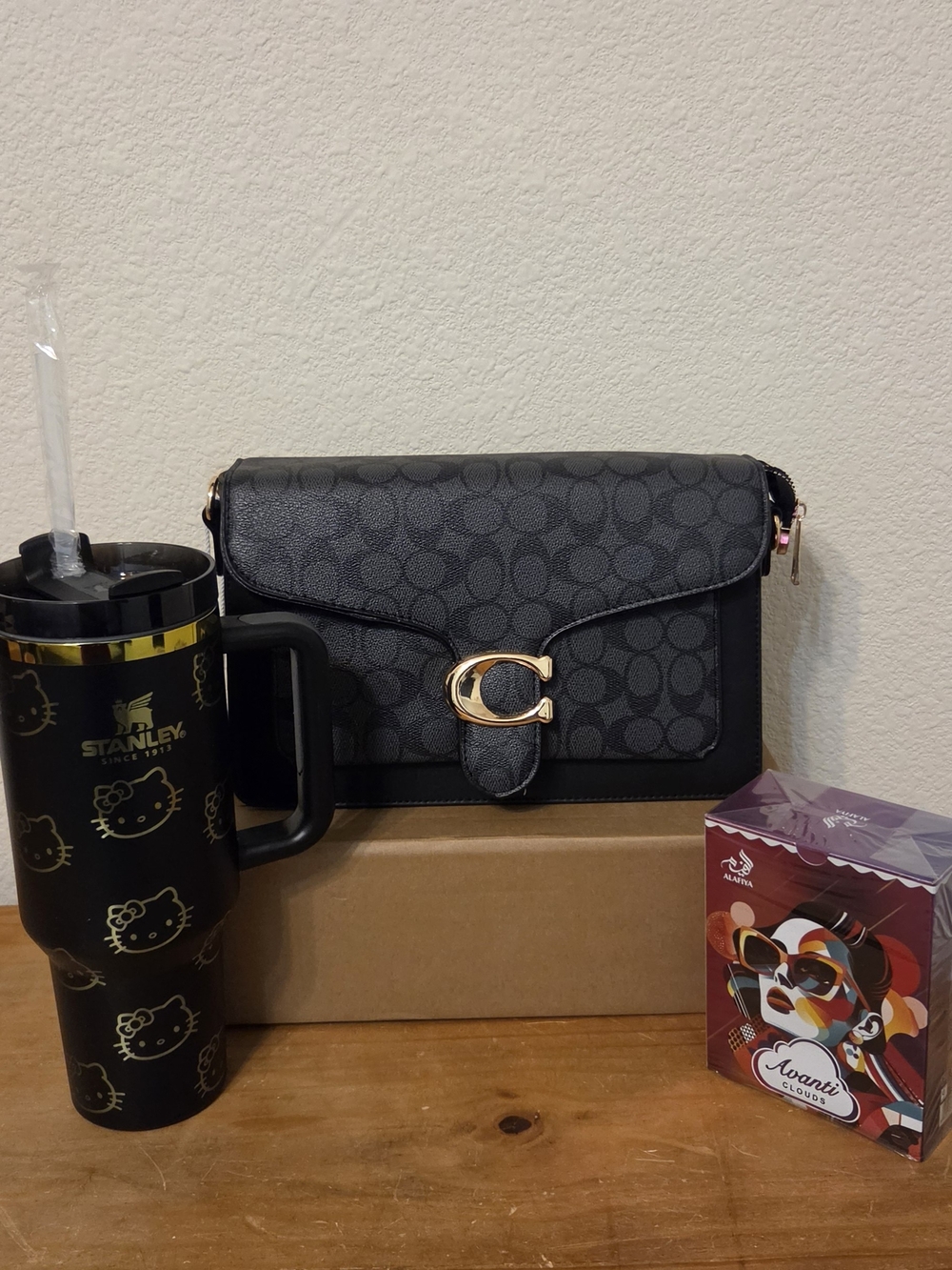 Dark Gray Signature C Flap Crossbody with Gold Hardware